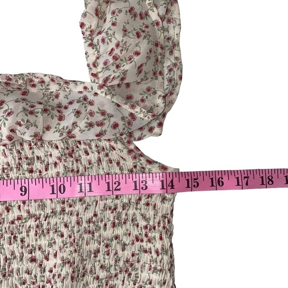 LuLu’s Cottage-core Mini Dress Prairie Floral Print Smocked Bodice Tiered Dress - Picture 7 of 9